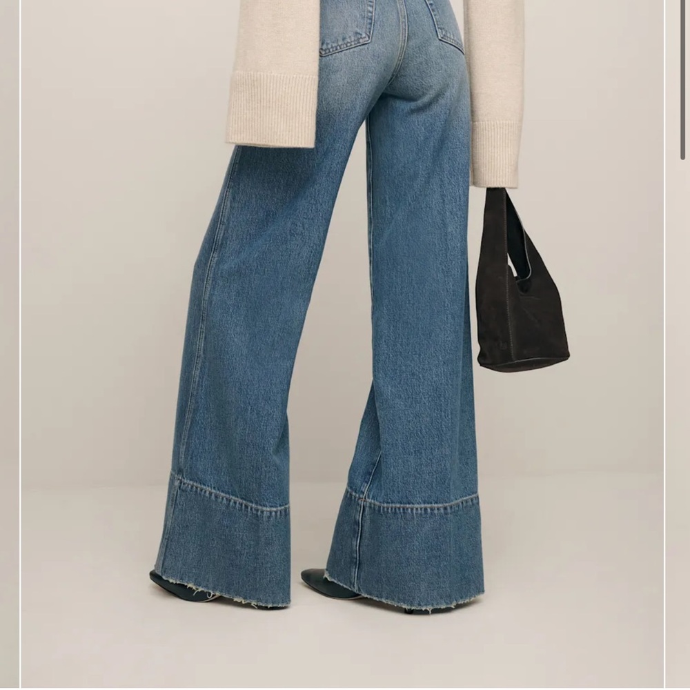 Reformation Wide-Leg High-Rise Denim Jeans — Blue
